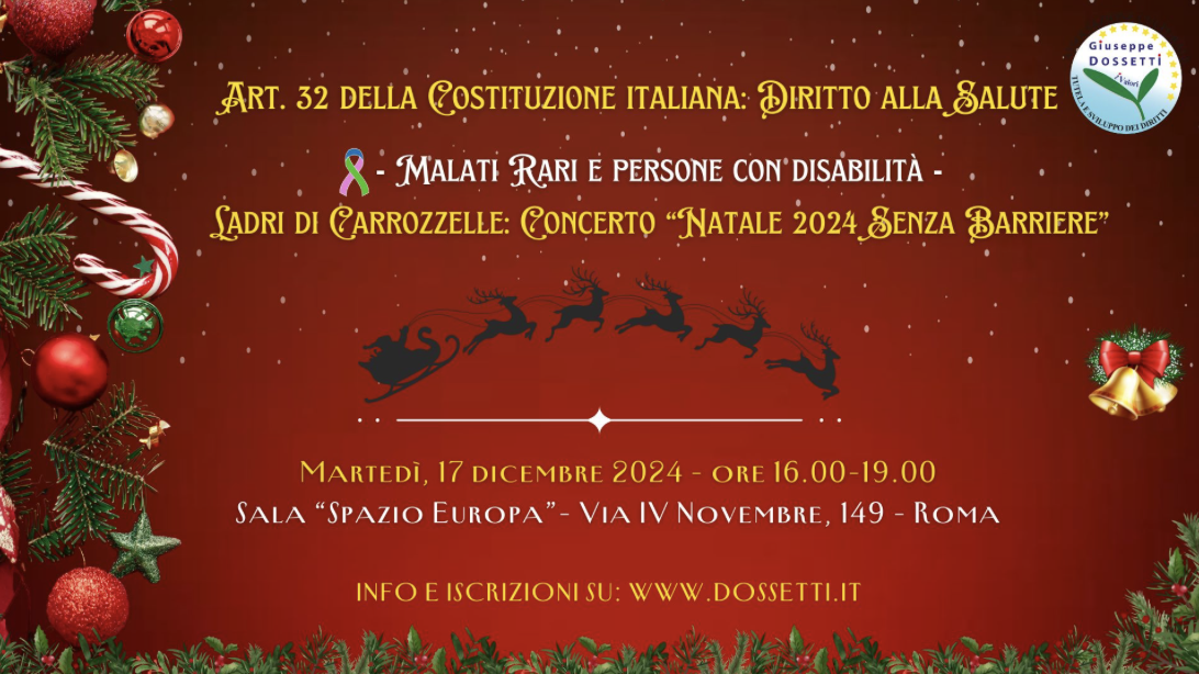 Concerto di NATALE per il Diritto alla Salute dei malati rari e delle persone con disabilit&agrave;, Sala Europa del Parlamento europeo